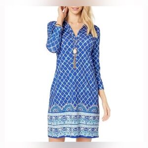Lilly Pulitzer Ansley Polo Dress – Size XL | Blue Grotto Tide Up | UPF 50+
